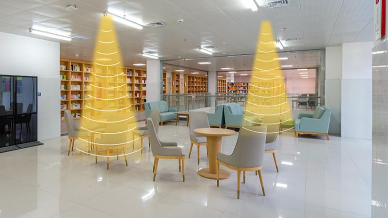 圖書館定向喇叭，定向發聲示意圖